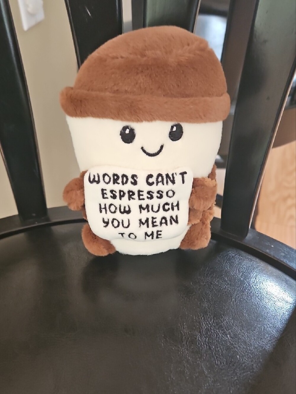 Cute Brown & Cream Coffee Plush with Embroidered Message - Picture 7 of 10